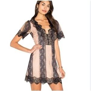 Revolve X LPA Black and Cream Lace Dress Size Small